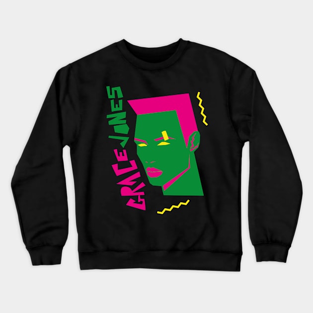 GRACE JONES 80S TYLE GEOMETRIC Crewneck Sweatshirt by DISCO DISCO MX